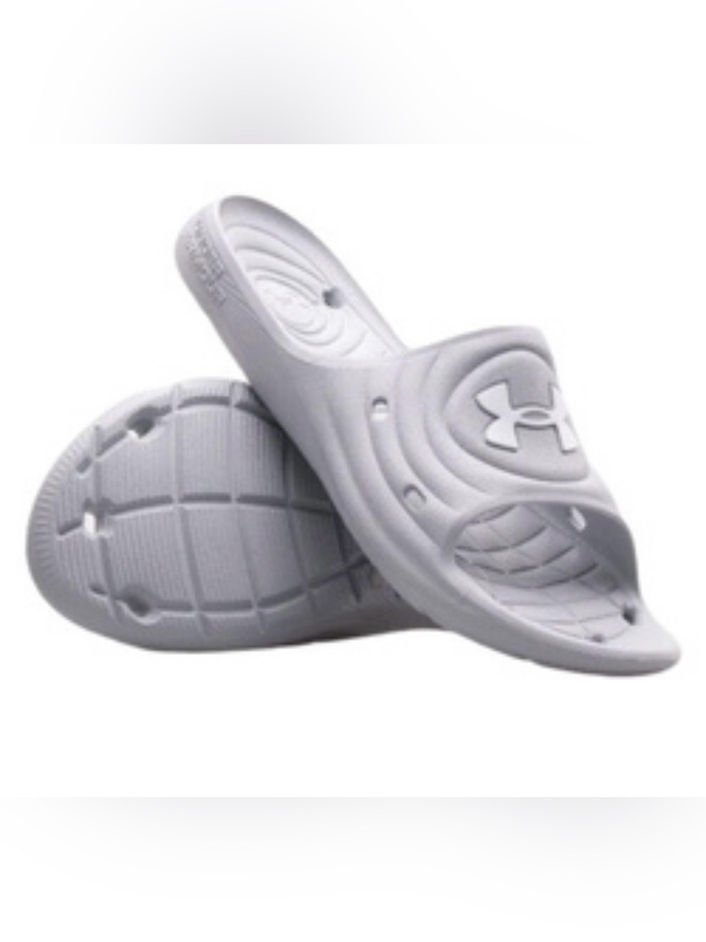 Under Armour Kids White Slide Sandals with Heel Grip Size 4